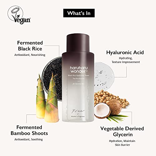 HARUHARU Black Rice Hyaluronic Toner for Sensitive Skin, 5.1oz