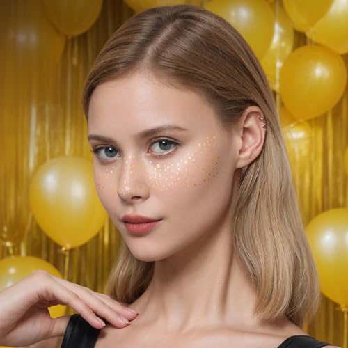 12 Gold Glitter Freckles Patches - Waterproof Face Makeup