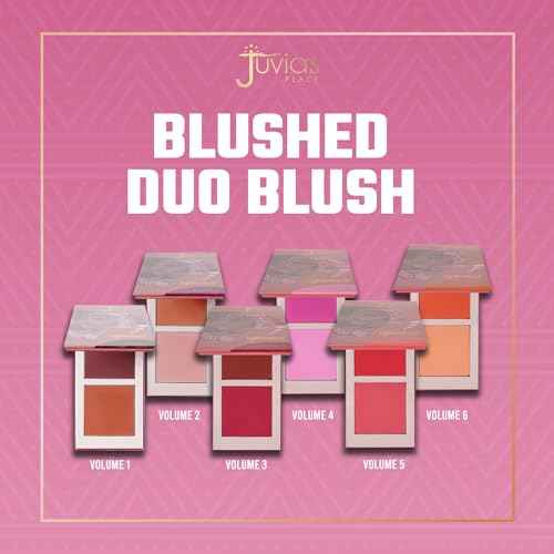 Juvia's Place Blushed Duo Blush Volume4 - Two Tone Pigmented Buildable Pressed Mineral Powder - Rosy Natural Cheeks Matte Fresh Finish for All Skin Color