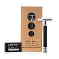 Parker Open Comb Double Edge Safety Razor ? Heavyweight Chrome Handle for Closer Shaves ? Includes 5 Razor Blades ? Ideal for Men with Thick or Coarse Beards (26C - Graphite Gray)