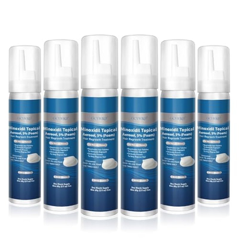 5% Minoxidil Foam for Hair Growth - Biotin-Infused, 6-Month Supply