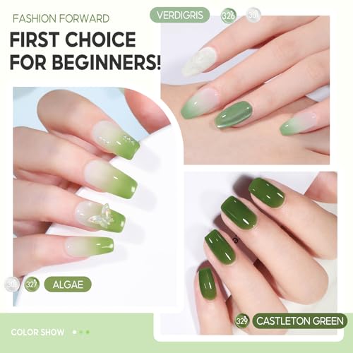PEACECOLOR Green Jelly Gel Polish Set - 6 Colors 10ML