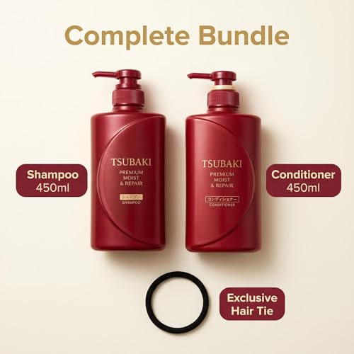 Tsubaki Premium Moisturizing Shampoo & Conditioner Set with Pump Dispensers