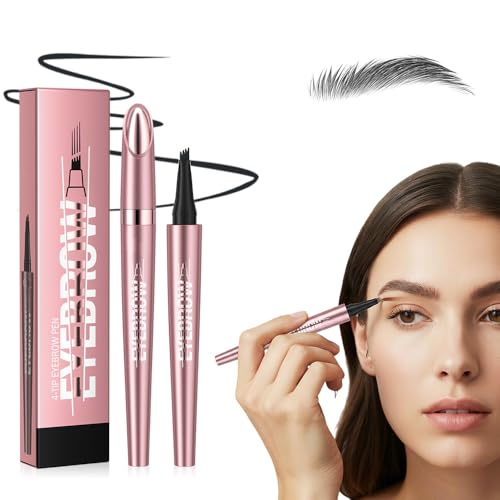4-Tip Microblading Eyebrow Pen - Waterproof & Long-Lasting (Black)