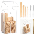 300 PCS 4 Style Waxing Sticks Wooden with Acrylic Organizer Assorted Wax Applicator Sticks Small Medium Large Popsicle Sticks Bulk Craft Sticks Jumbo for Body Legs Face WoodCraft Tongue Depressor