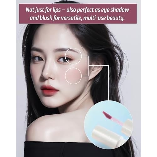 HEVVYMAKEUP Blurring Effect Lip Tint - Airy Velvet Matte Lips - Vegan, Longwear, Vibrant, Buildable Creamy Soft Texture - Korean Lip Makeup, Sweet Rosy, 0.13 fl.oz.