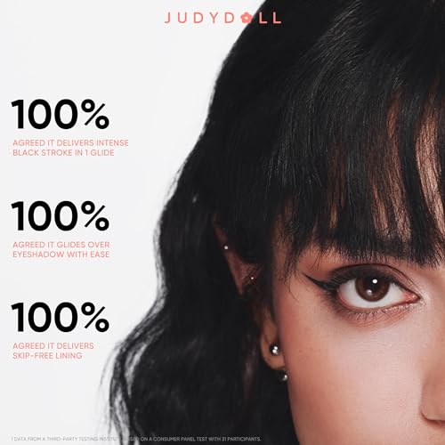 JUDYDOLL Ink Glider Longlasting Liquid Eyeliner - 30H Waterproof, Smudgeproof, Ultra-fine Tip, Ideal for Cat Eyes & Wings, Intense Black