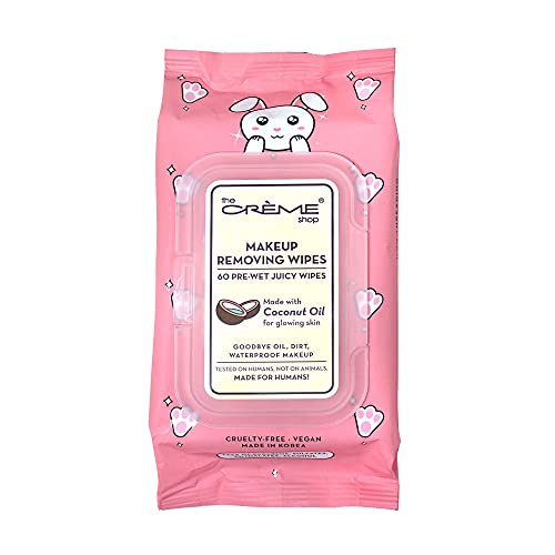 The Cr?me Shop Makeup Removing Wipes Made with Coconut Oil for Glowing Skin (60 Pre-Wet Juicy Wipes)