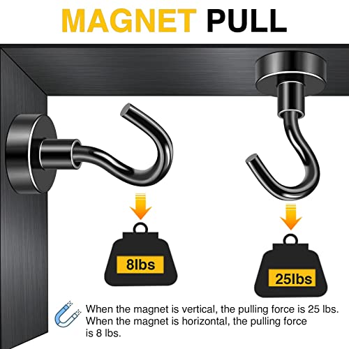 DIYMAG Magnetic Hooks for Refrigerator, Extra Strong Cruise Hook, Heavy Duty Earth Magnets with Hook for Hanging, Magnetic Hanger for Cabins, Grill (45P-Black)