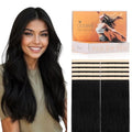 DOORES 14 Inch Tape In Hair Extensions - Jet Black Remy Human Hair, 10pcs