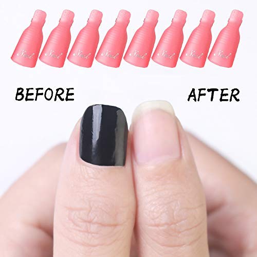 Pink Nail Polish Remover Wrap Clips - Reusable Acrylic Soak Off Caps for UV Gel & Nail Art