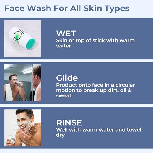 WYOS Face Cleanser Stick for Men ? Hydrating Glycerin Formula Deep Cleans Without Drying, Removes Sweat, Oil & Dirt, Gentle on Sensitive Skin, Hands-Free Solid Facial Wash, Leak-Proof & TSA-Friendly