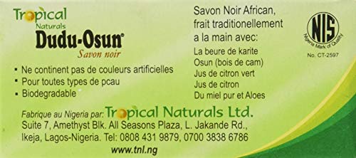 Tropical Naturals Dudu Osun Black Soap Pure Ingredients US Ship, Original, 5 Ounce (Pack of 3)