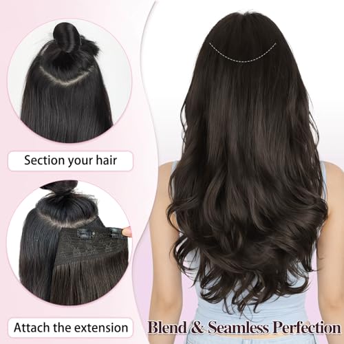 Black Wavy Clip-In Hair Extensions 20 Inch Synthetic
