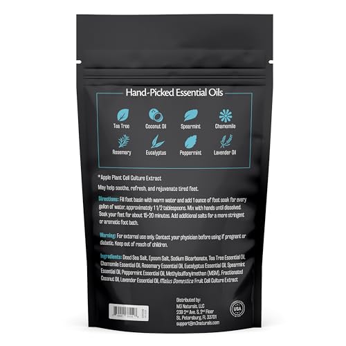 M3 Naturals Tea Tree Oil Foot Soak with Epsom Salt & Essential Oils - 16 oz