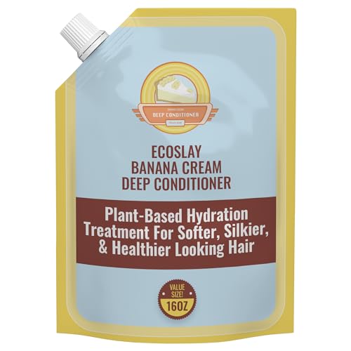 Ecoslay Banana Cream Deep Conditioner (16 oz) - Nourishing Hair Mask for Dry, Frizzy, and Curly Hair - Plant-Based Deep Conditioning Treatment for Natural and Color Treated Hair