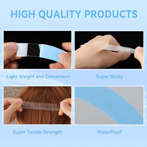 60Pcs Double Sided Wig Tape - Waterproof Lace Front Adhesive