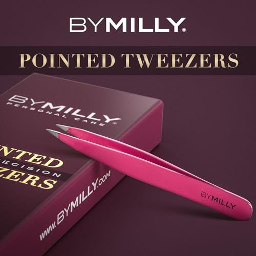 By MILLY Pointed Tweezers - High Carbon Stainless Steel Precision Hair Removal