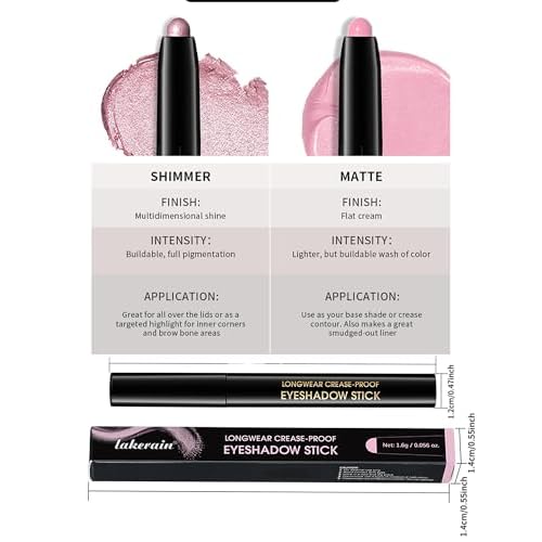 Eyeshadow Stick Waterproof, Cream to Powder Long Lasting Eye Shadow Stick Buildable& Blendable,Shimmer Matte Crayon Eyeshadows Pencil Eyes Highlighter Eyeliner Sticks Makeup,Vegan & Cruelty-Free-03