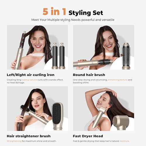 5-in-1 Hot Air Brush & Curling Iron Set with Ionic Technology