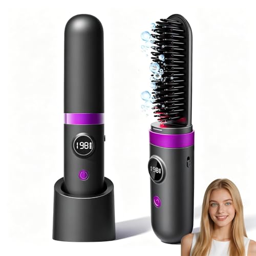 Cordless Hair Straightener Brush with Infrared & Ionic Technology