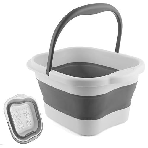 Collapsible Foot Soak Tub 15L with Handle - Portable Bath Massager