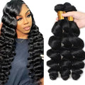 FuivJuix 1B Loose Deep Wave Human Hair Bundles - 3 Pack, 16-20 Inch