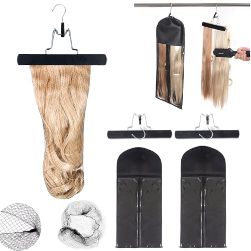 Hair Extension Hanger 2-Pack with Dust Bag & Brush