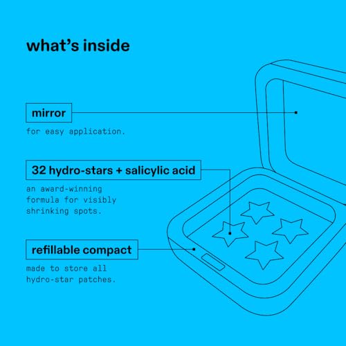 Starface Hydro-Star + Salicylic Acid Pimple Patches and Big Blue Compact, Helps Shrink and Soothe Deeper Spots, Cute Star Shape, Vegan, 32 count