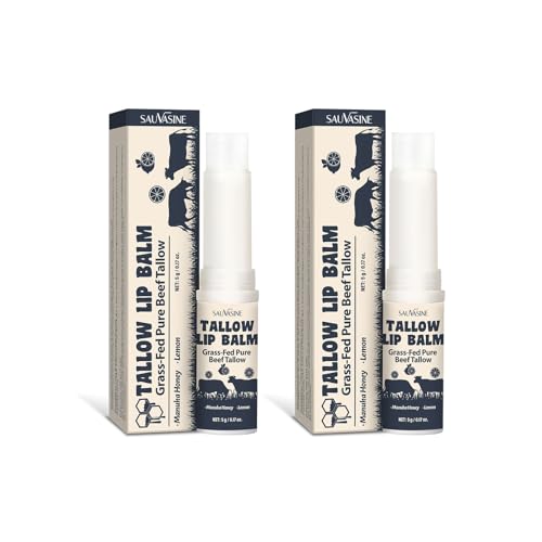 2PCS Tallow Lip Balm With Grass-Fed Beef Tallow & Manuka Honey Long-Lasting Moisturizing Lip For Cracked and Dull Lip, Natural Balm 5g/0.17oz