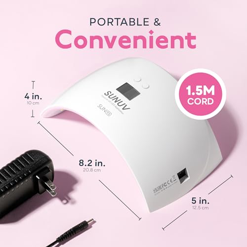 SUNUV SUN9X Plus UV LED Nail Lamp Pink with Top Gel and Base Gel