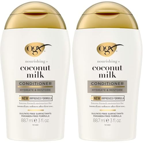 OGX Nourishing + Coconut Milk Conditioner, 3 Ounce Trial Size (Pack of 2)