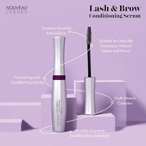 Nouveau Lashes Lash & Brow Conditioning Serum, Suitable for Use on Lash Extensions, Contains Powerful Antioxidants and Multi Vitamin Complex, Vegan, 8 ml