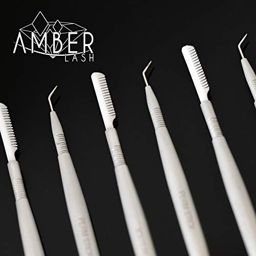 Amber Lash Eyelash Lift Perm Tool Eyelash Separator Stainless Steel Lash Lift Tool with Separation Comb Stick for Eyelash Extensions Supplies (Double Row Brush)