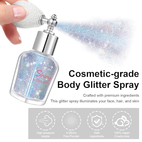 Body Glitter Spray – Rainbow Holographic Shimmer Powder
