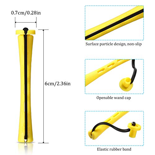 60 Pcs Yellow Hair Perm Rods 0.28 Inch Curling Rollers for Styling