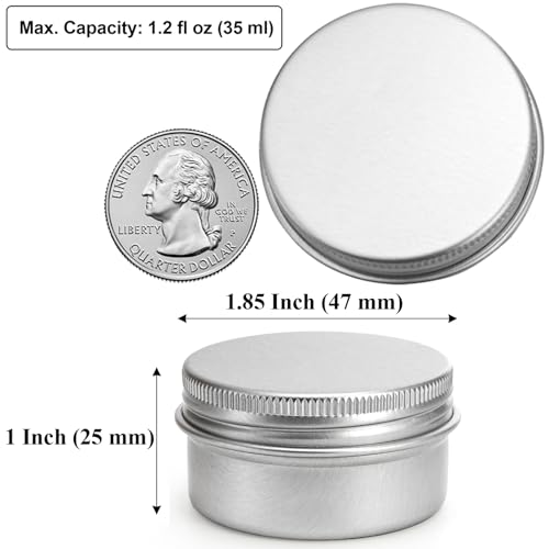 Tosnail 48 Pack 1 Oz / 30 ML Mini Metal Round Tins with Screw Lids, 1.85 Inch Empty Sample Jars, Travel Storage Containers