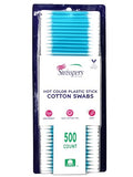 Swisspers 100% Cotton Colored Swabs - 500 Count for Makeup & First Aid