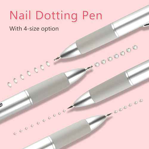 ANGNYA Dotting Tool Nail Art, 5-IN-1 Ballpoint Pen Design Nail Dotting Tool for Painting with Size Marking and Pressing Head, Nail Tools for Nail Art
