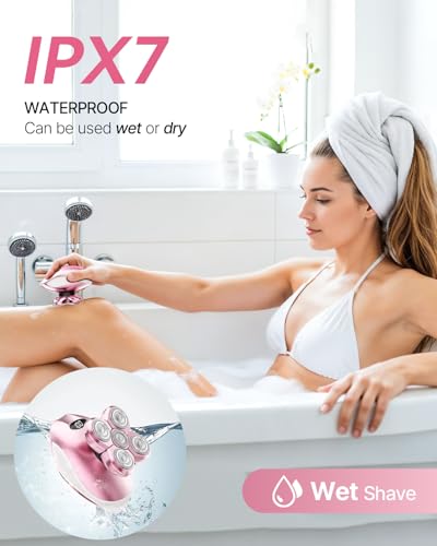 Pink 5-in-1 Rechargeable Waterproof Women's Electric Shaver & Trimmer