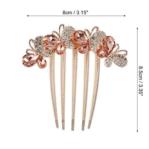 VOCOSTE Women Rhinestone Inlaid Flower Hair Comb Hairpin Hair Accessory Side Comb Clips Rhinestone Head Pieces Champagne