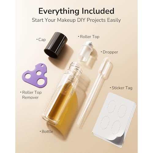 ULG 24-Pack Essential Oil Roller Bottles 10ml, Empty Bottles with Stainless Steel Roller Balls and Waterproof Labels, Clear Roller Balls For Essential Oils