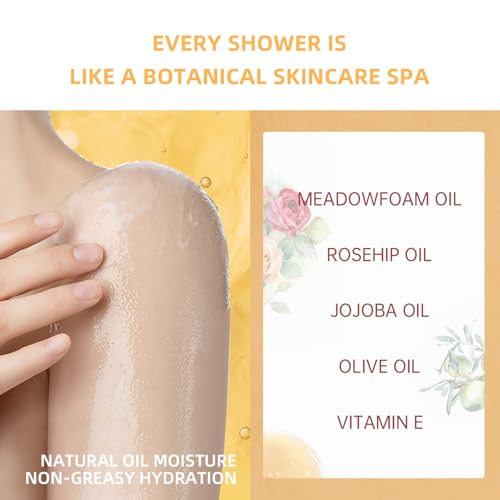 NOUGAT Pampered Shower Oil for Daily Bath Routine, Transforming Oil-to-Milk Body Cleanser for Makeup & Sunscreen Removal, Hydrating Botanical Wash for Dry Skin Relaxation at Home, Exotic Scent, 372g
