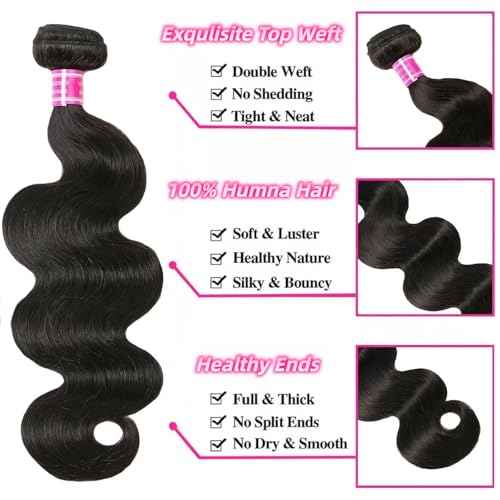 Human Hair Bundles Body Wave Bundles Human Hair 12a Grade 100% Unprocessed Brazilian Virgin Hair Body Wave 3 Bundles Human Hair Extensions For Black Women Natural Color 20 22 24 Inch