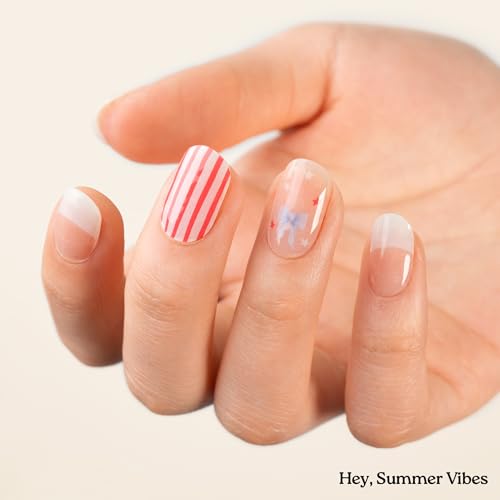 Heyhae Semi Cured Gel Nail Strips - Summer Vibes Salon Quality, 28 Strips