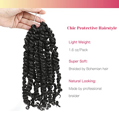 The BOHOBABE Crochet Passion Twist Hair Pretwisted 10 Inch Short Pre-looped Passion Twist Crochet Braiding Hair 8 Packs (1B)