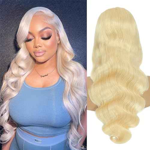 613 Lace Front Wigs Human Hair Body Wave 13x4 HD Lace Frontal Wig Human Hair Pre Plucked Brazilian Virgin 613 Wigs (613 Color 13x4 Lace Front Wigs, 22 Inch)