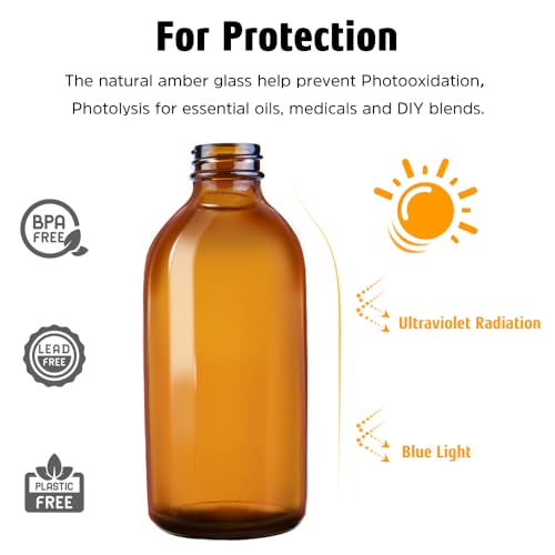 Tecohouse Amber Glass Spray Bottles 4 OZ, 2 Pack - UV Protected, Refillable, Eco-Friendly