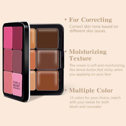HOSAILY 12-Color Cream Blush & Concealer Palette
