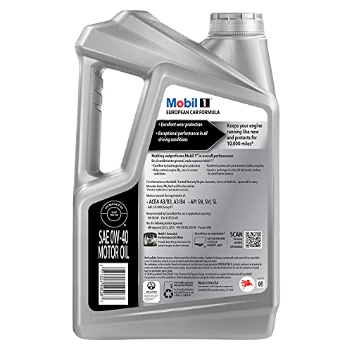 Mobil 1 FS European Car Formula Full Synthetic Motor Oil 0W-40, 5 Quart